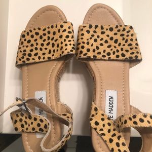 Animal print block wedge